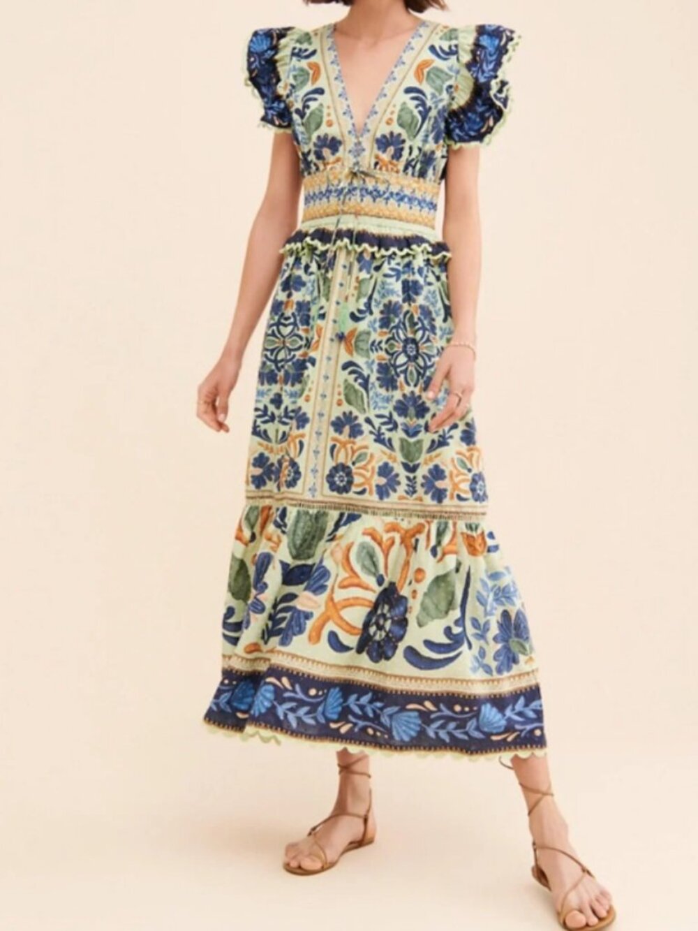 Farm Rio Ocean Tapestry Maxi Dress Size XS